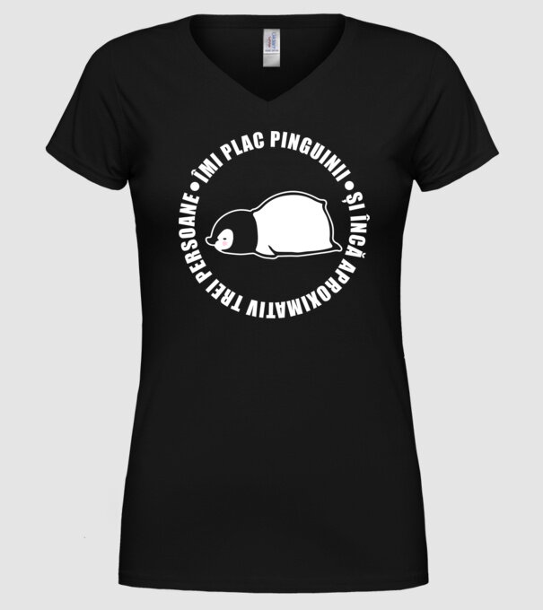 Îmi plac pinguinii - și încă aproximativ trei persoane model negru pe tricou