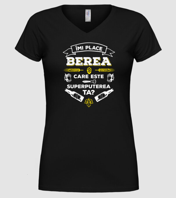 îmi place berea, care este superputerea ta? model negru pe tricou