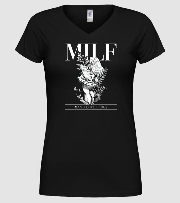 MILF man i love frogs model negru pe tricou