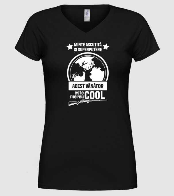 minte ascuțită și superputere acest vânător este mereu cool model negru pe tricou