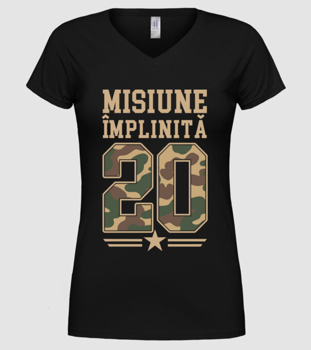 Misiune împlinită 20 model negru pe tricou