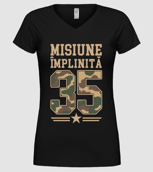 Misiune împlinită 35 model negru pe tricou