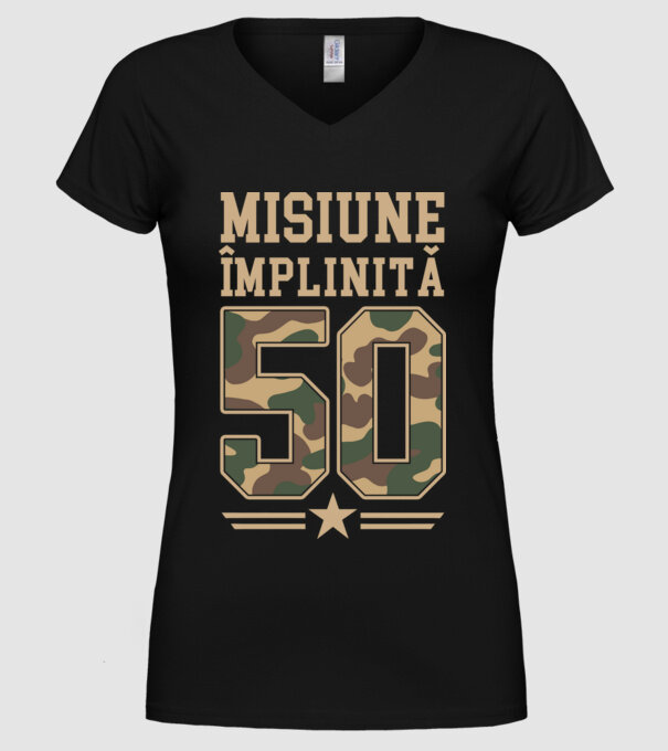 Misiune împlinită 50 model negru pe tricou