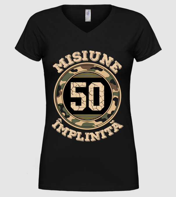 Misiune împlinită 50 model negru pe tricou