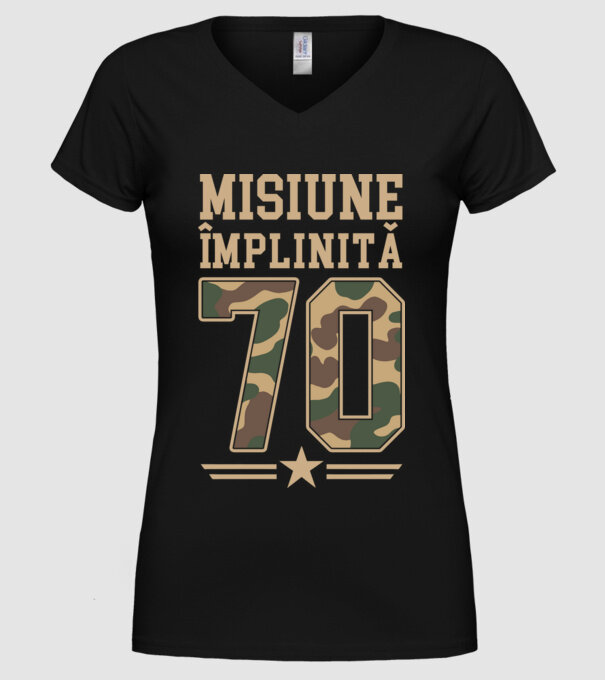 Misiune împlinită 70 model negru pe tricou
