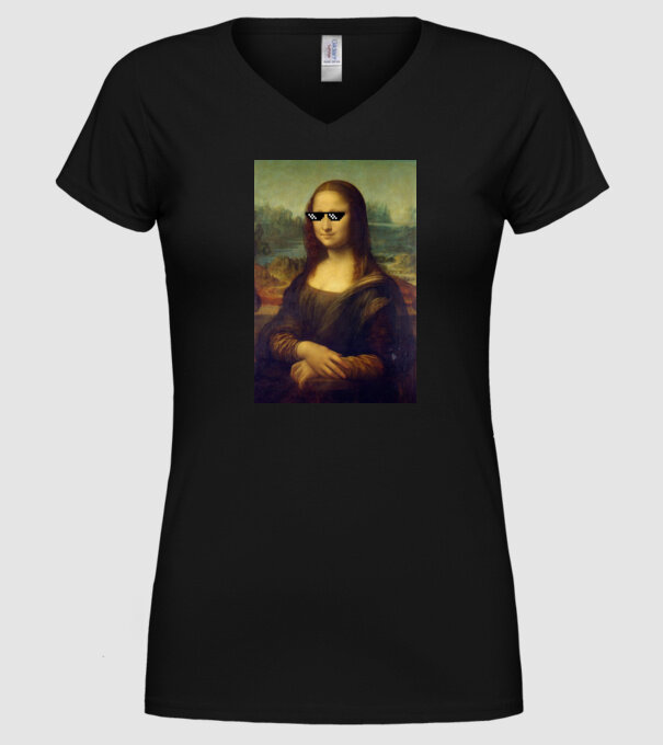 Mona Lisa Deal with it model negru pe tricou