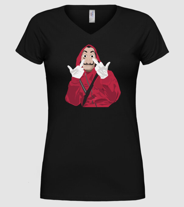 money heist fcku model negru pe tricou