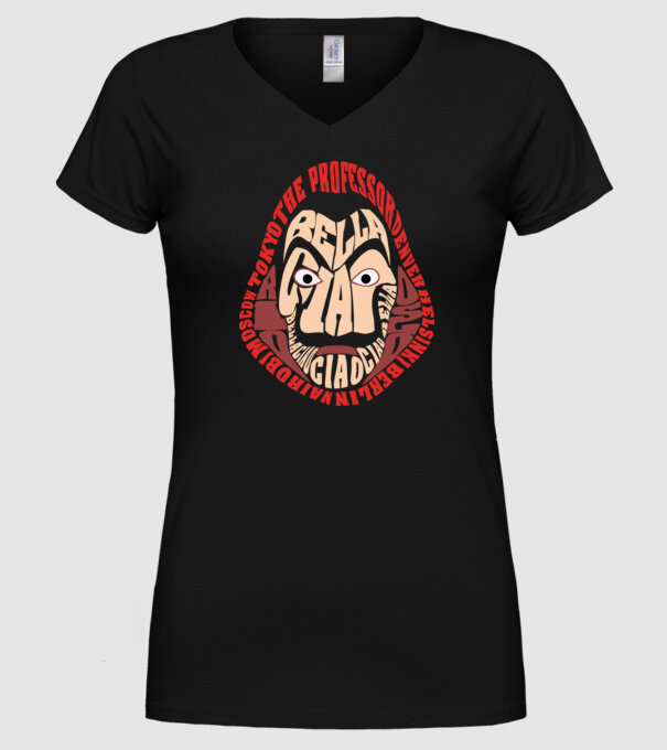 money heist logo names model negru pe tricou