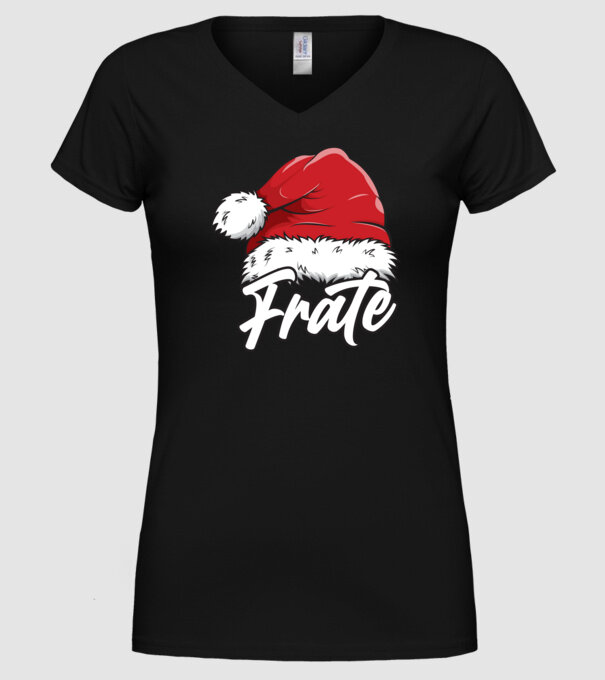 frate Santa Hat model negru pe tricou
