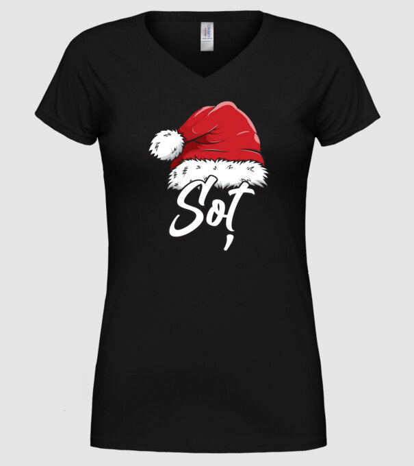 soț Santa Hat model negru pe tricou