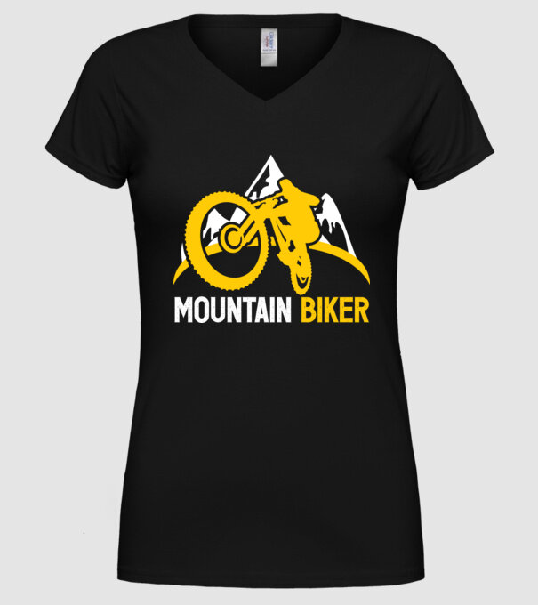 mountain biker model negru pe tricou