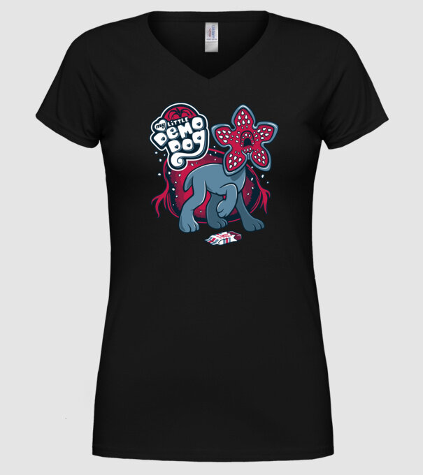my little demodog model negru pe tricou