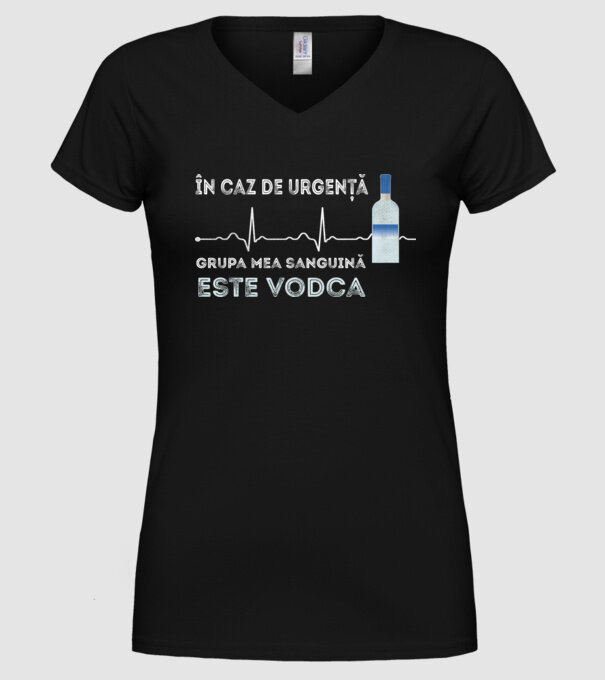 În caz de urgență, grupa mea sanguină este vodca model negru pe tricou