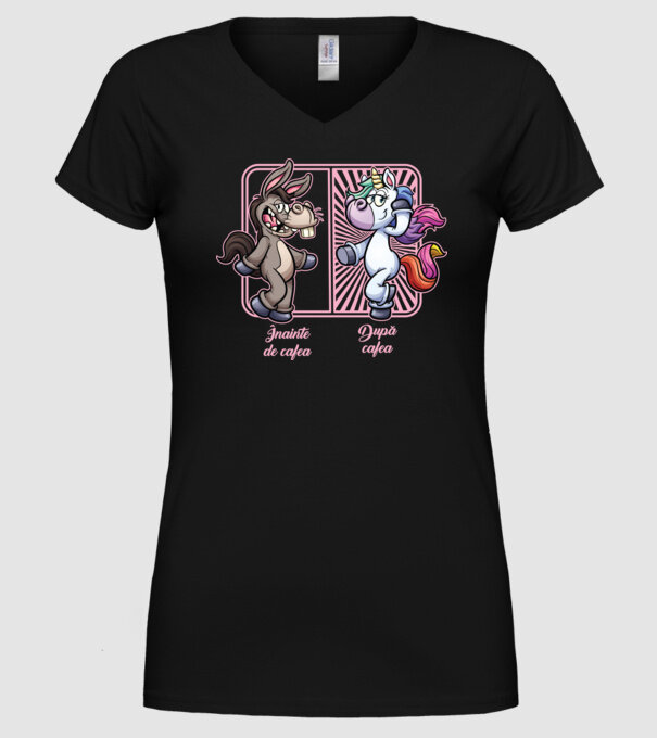 Înainte de cafea model negru pe tricou