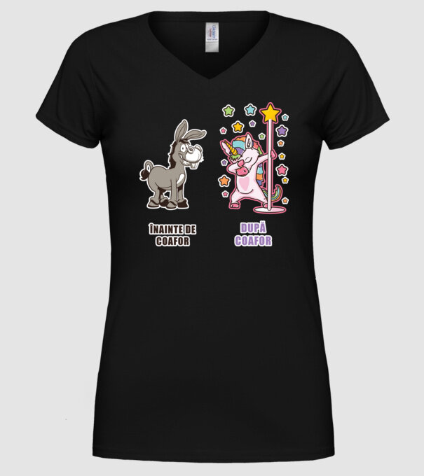 Înainte de coafor - După coafor model negru pe tricou