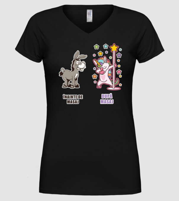 Înainte de masaj - După masaj model negru pe tricou