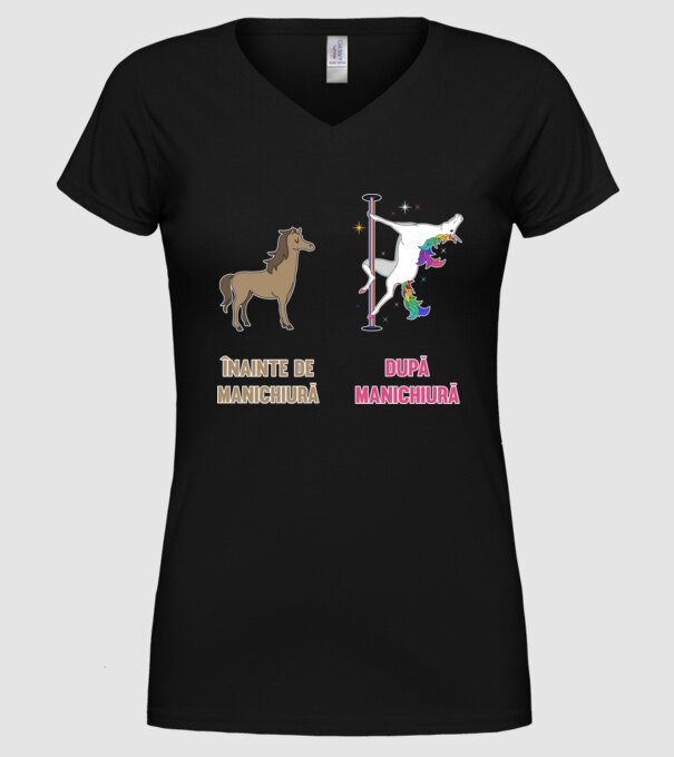 Înainte de manichiură - după manichiură model negru pe tricou