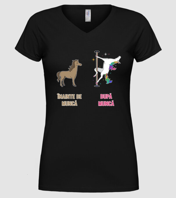 Înainte de muncă - după muncă model negru pe tricou