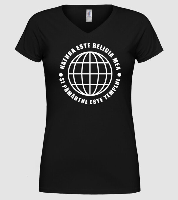 Natura este religia mea model negru pe tricou