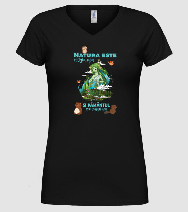 Natura este religia mea și pământul este templul meu model negru pe tricou