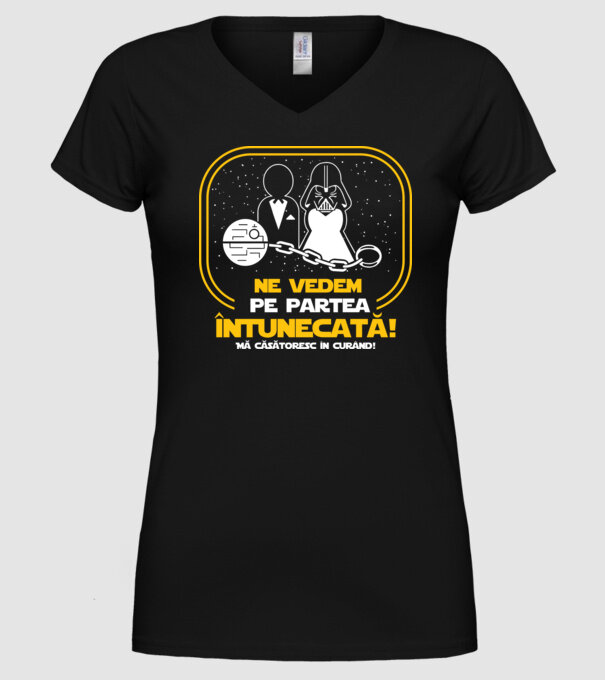 Ne vedem pe partea întunecată model negru pe tricou