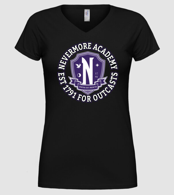 Nevermore academy model negru pe tricou