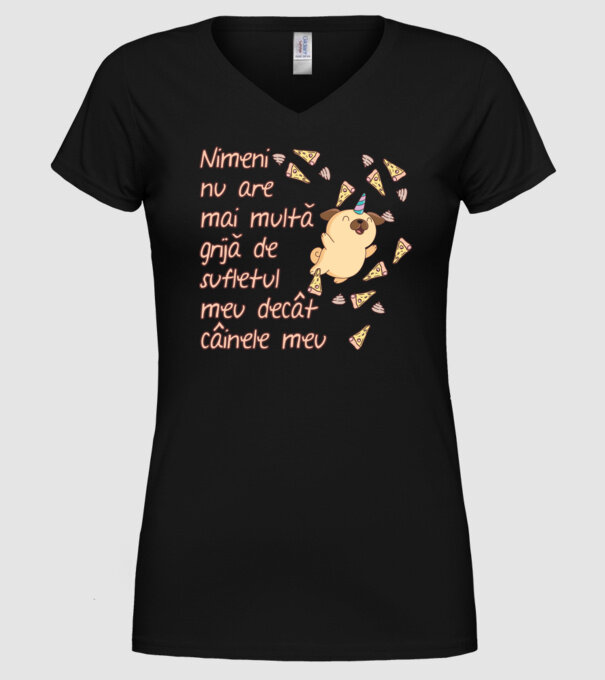 Nimic nu are mai multă grijă de sufletul meu decât câinele meu model negru pe tricou
