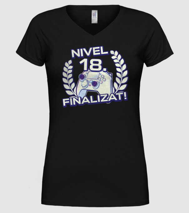 Nivel 18 finalizat! model negru pe tricou