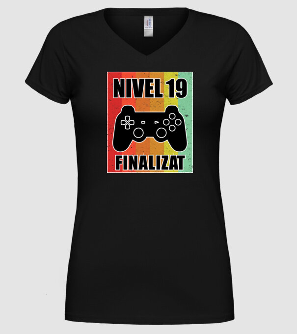 Nivel 19 finalizat model negru pe tricou