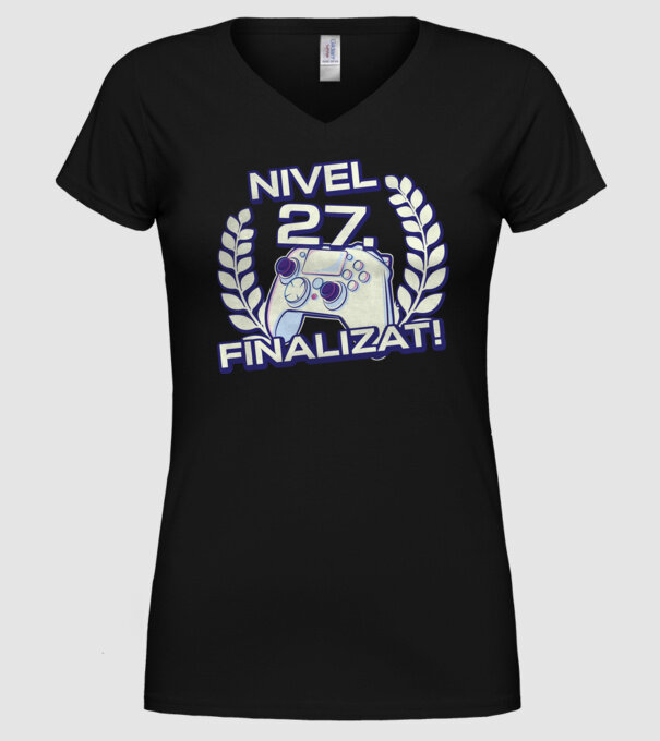 Nivel 27 finalizat! model negru pe tricou