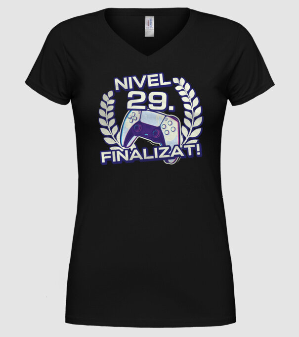 Nivel 29 finalizat! model negru pe tricou