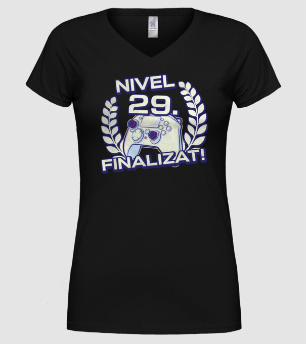 Nivel 29 finalizat! model negru pe tricou