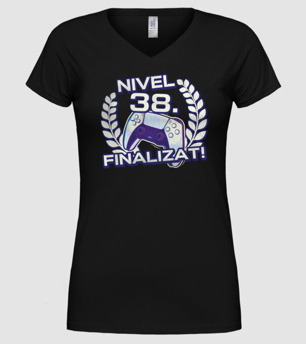 Nivel 38 finalizat! model negru pe tricou