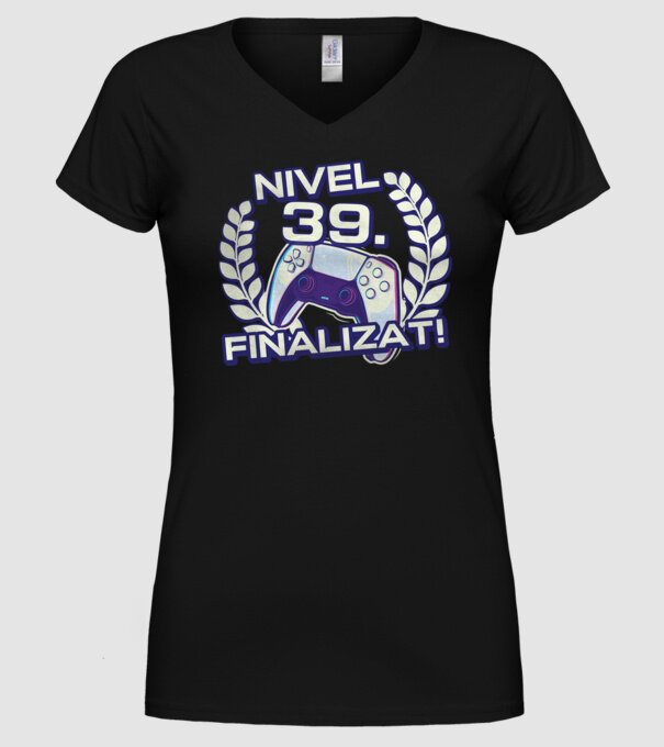 Nivel 39 finalizat! model negru pe tricou
