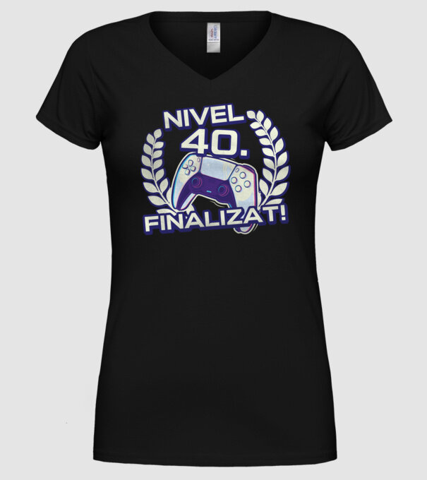 Nivel 40 finalizat! model negru pe tricou