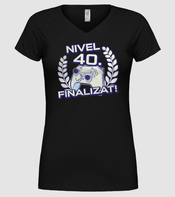 Nivel 40 finalizat! model negru pe tricou