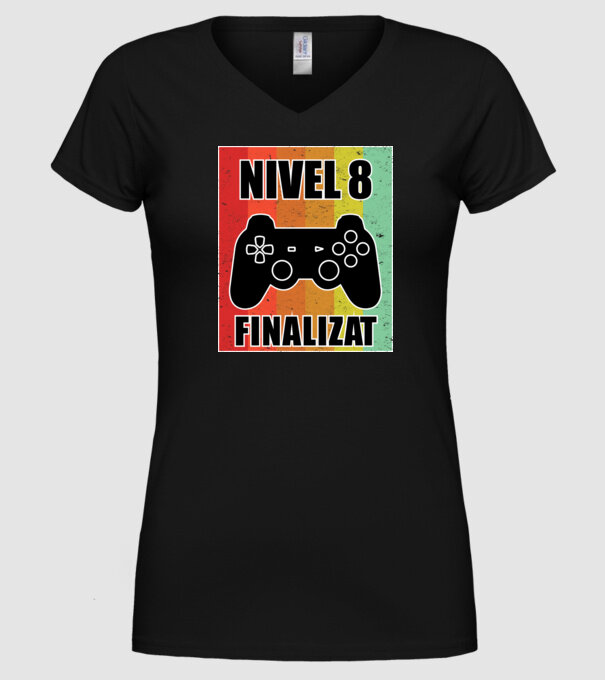 Nivel 8 finalizat model negru pe tricou