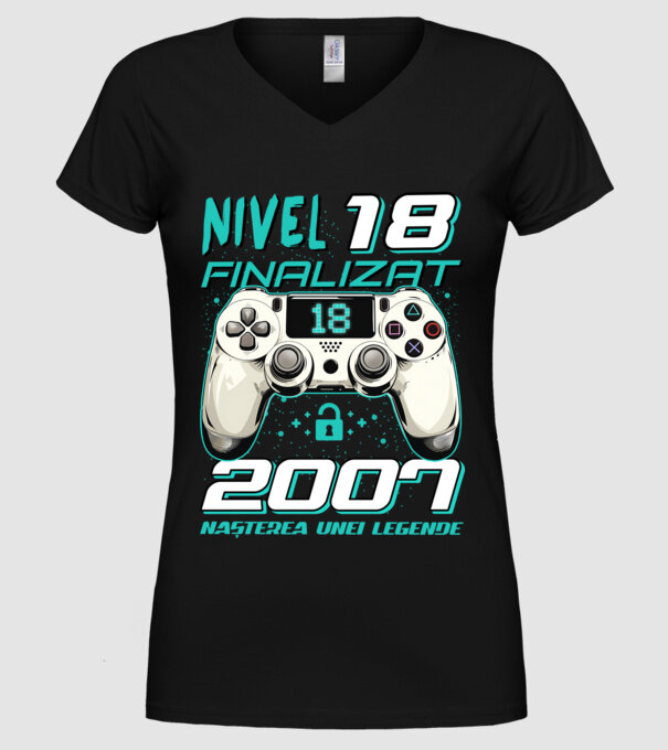 Nivel finalizat 18 2007 model negru pe tricou