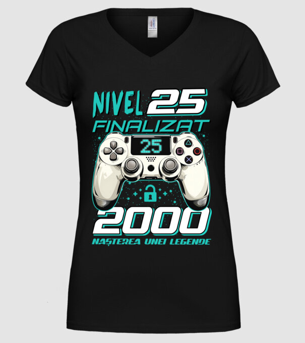 Nivel finalizat 25 2000 model negru pe tricou