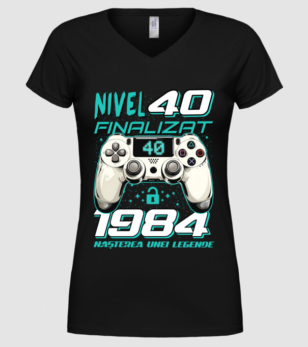 Nivel finalizat 40 1985 model negru pe tricou