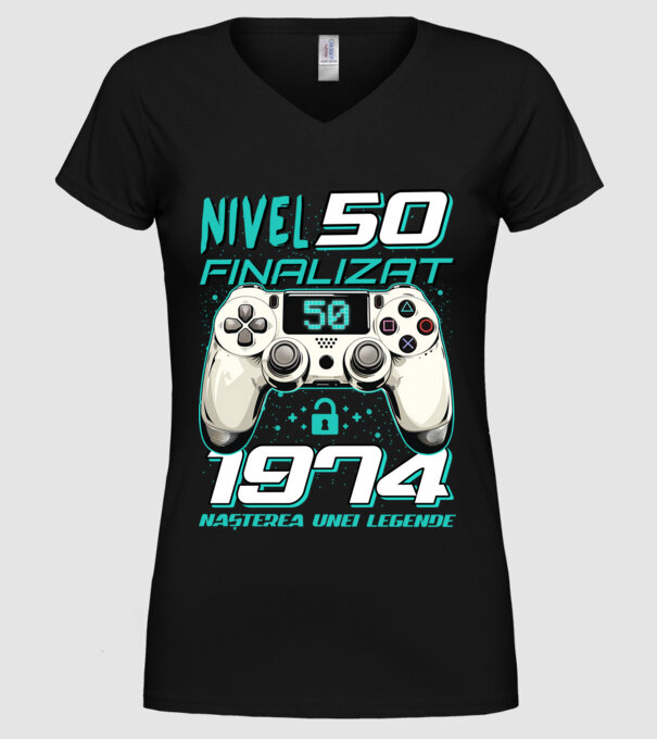 Nivel finalizat 50 1975 model negru pe tricou