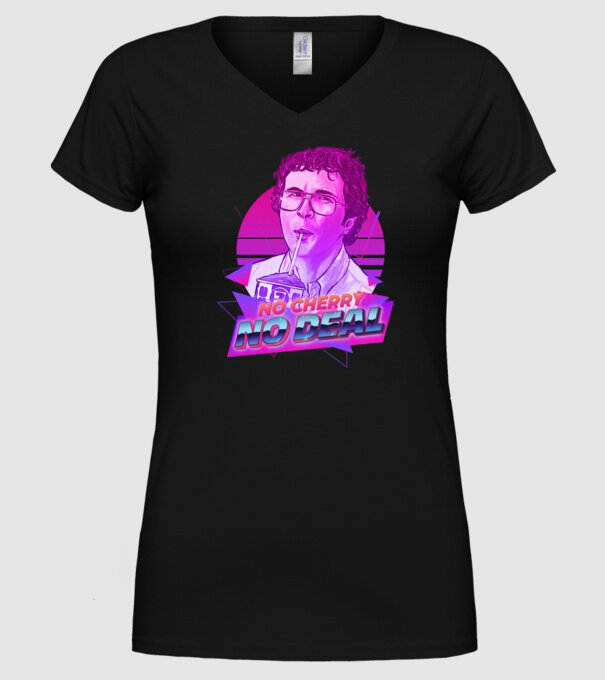 no cherry no deal stranger things model negru pe tricou