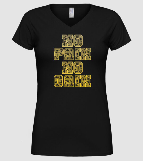 No Pain No Gain model negru pe tricou
