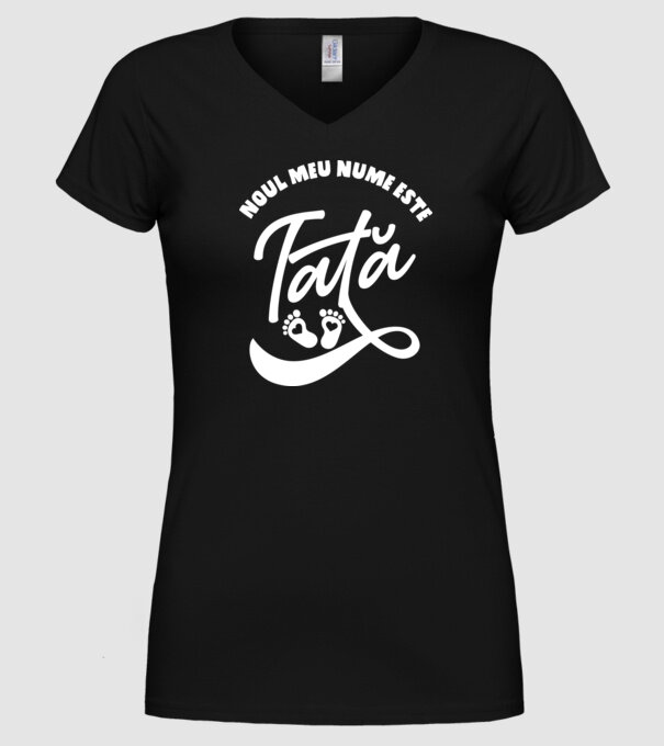 Noul meu nume este Tată model negru pe tricou
