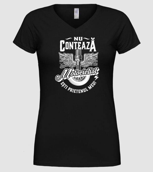 Nu contează cine ești, de unde vii sau care este stilul tău, dacă ești motociclist ești prietenul meu! model negru pe tricou
