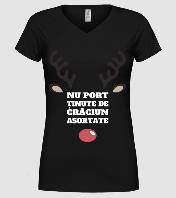 Nu port ținute de crăciun asortate crăciun chiar căprioară Negru model negru pe tricou
