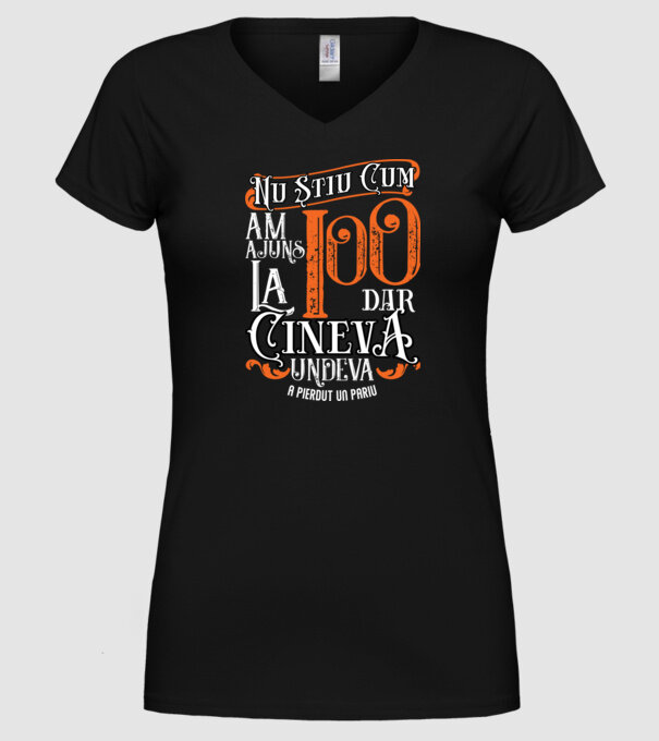 Nu știu cum am ajuns la 100, dar cineva, undeva, a pierdut un pariu model negru pe tricou