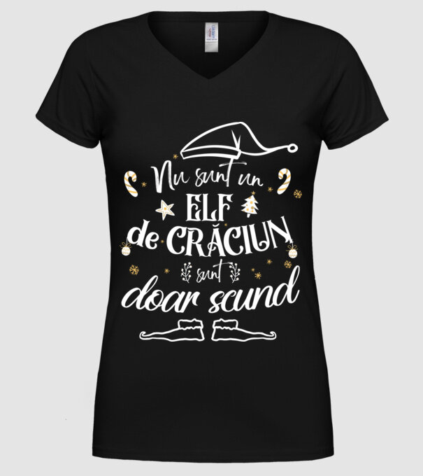 Nu sunt un elf de Crăciun, sunt doar scund Negru model negru pe tricou