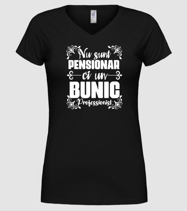 Nu sunt_pensionar, ci un bunic profesionist model negru pe tricou