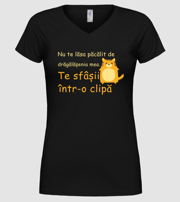 nu te lăsa păcălit de drăgălășenia mea. te sfâșii într-o clipă model negru pe tricou